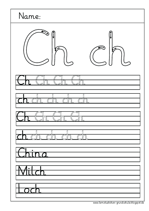 Schreibblätter zum Ch ch (.pdf) Lernstübchen